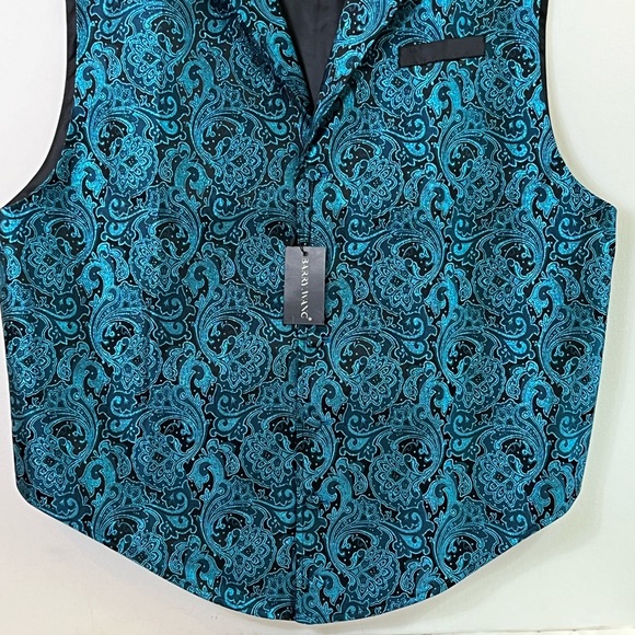 Barry.Wang Men’s Blue/green Black Paisley Vest Adjustable Back Belt Size 3XL - Picture 4 of 13